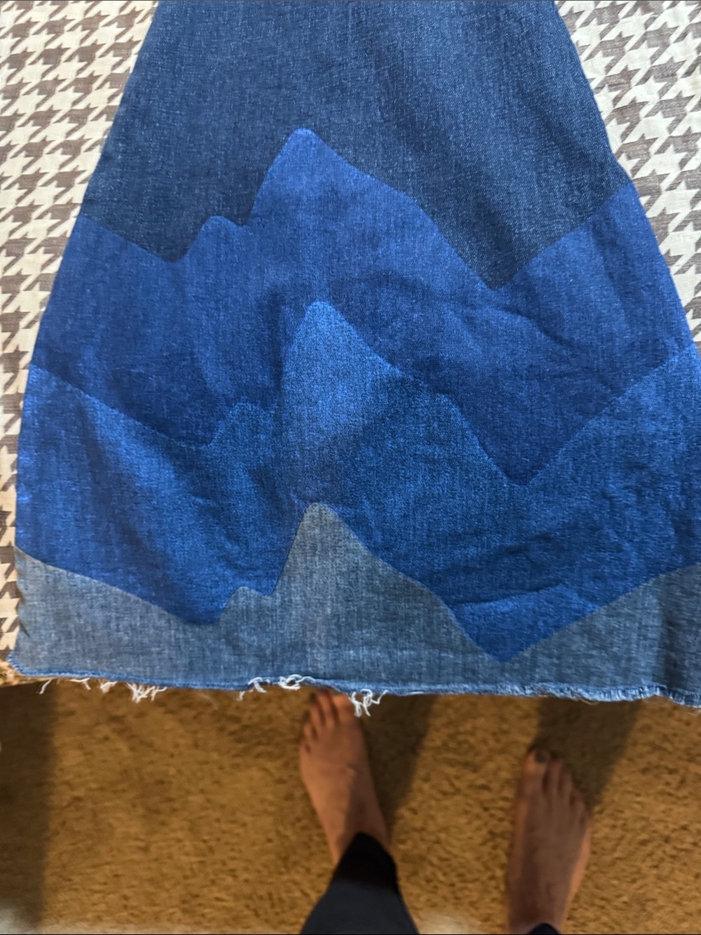 Dark Blue Flare Jeans with Mountain Panel Detail - Picture 7 of 9